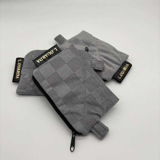 Münztasche aus Samt grau