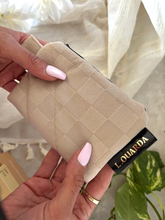 Porte-monnaie en velours beige clair