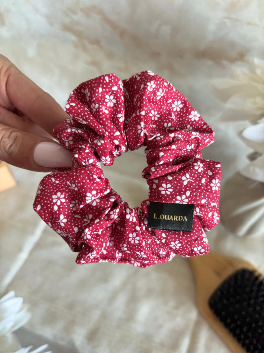 INES Scrunchie regular rot mit Blümchen