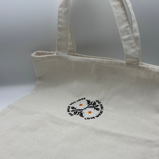 DO WHAT YOU LOVE, LOVE WHAT YOU DO - Totebag aus Rohbaumwolle