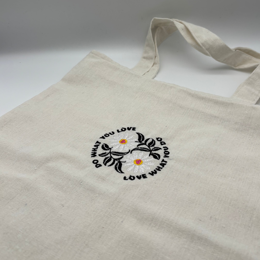 DO WHAT YOU LOVE, LOVE WHAT YOU DO - Totebag aus Rohbaumwolle