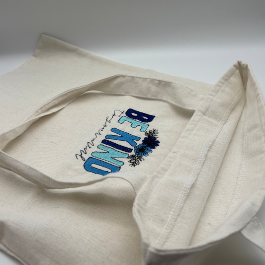 BE KIND (blau) - Totebag aus Rohbaumwolle
