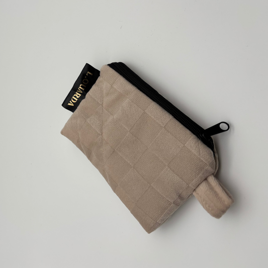 Münztasche aus Samt hellbeige