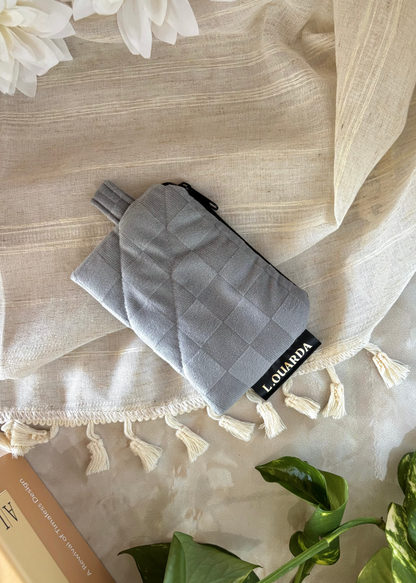 Münztasche aus Samt grau