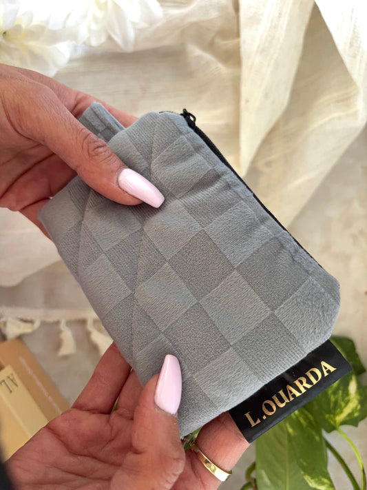 Pochette à monnaie en velours gris
