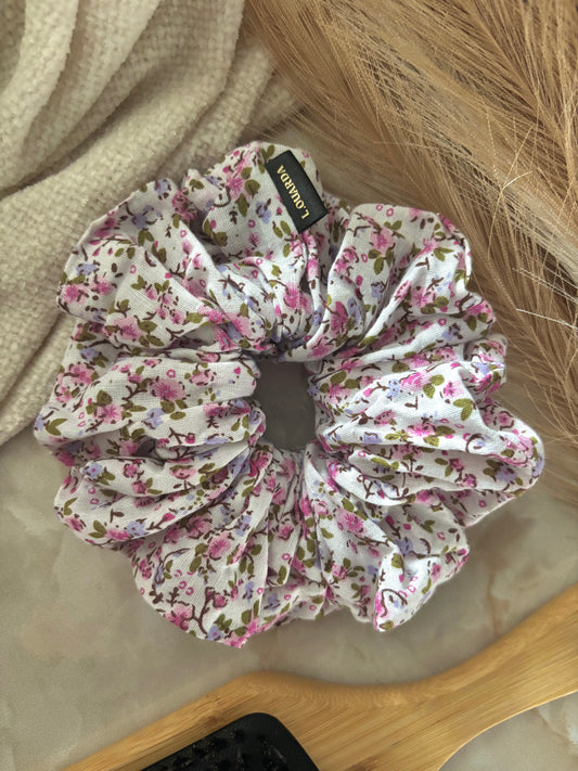 FLORA Scrunchie XL rosa Blümchen