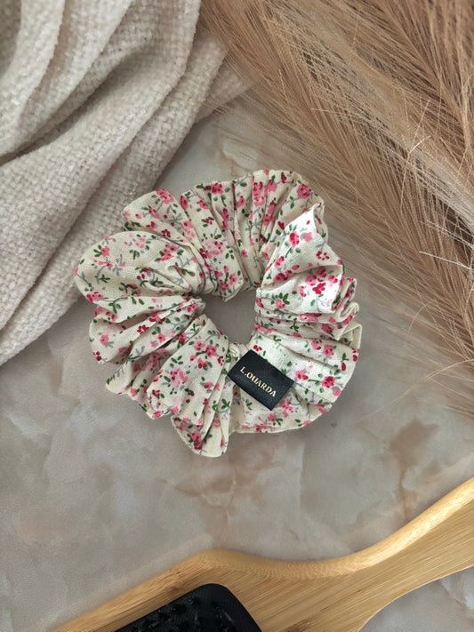 FLORA Scrunchie regular beige Blümchen