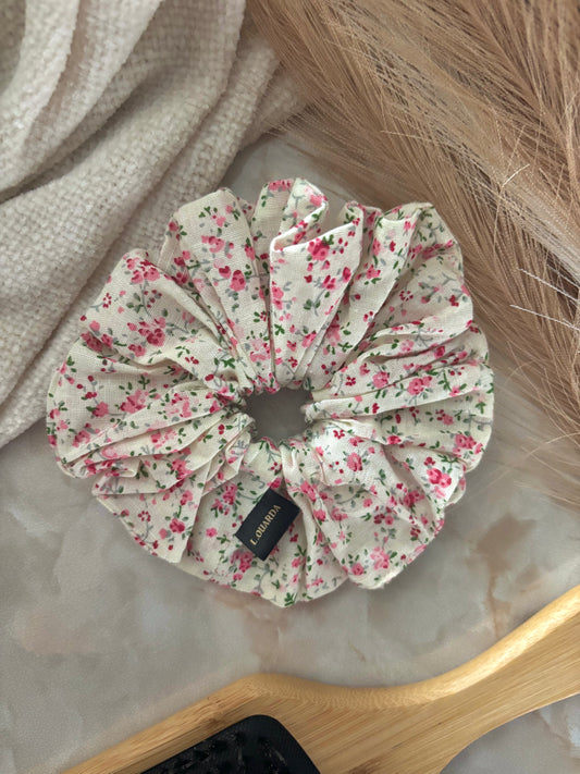 FLORA Scrunchie XL beige Blümchen